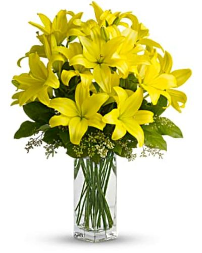 <div id="mark-3" class="m-pdp-tabs-marketing-description">When it comes to spring flowers, the lily reigns supreme. It's easy to see why in this gorgeous bouquet of bright yellow blooms.</div>
<div id="desc-3">
<ul>
<li>A fabulous bouquet of yellow asiatic lilies, salal and seeded eucalyptus are delivered in a divine bunch vase.</li>
</ul>
</div>